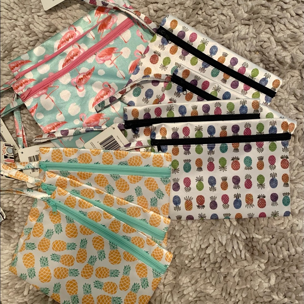 10 Satin brand new wristlet makeup bags